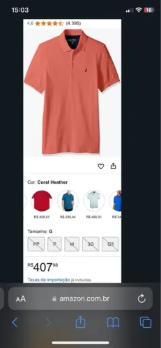 Camiseta Polo Nautica Coral Heather - G