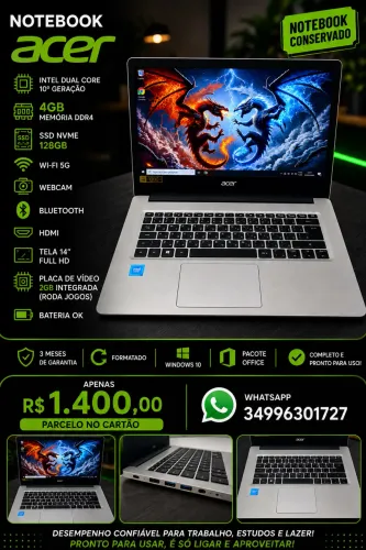 Notebook Acer completo + Brinde