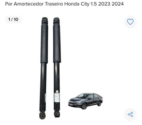 PAR AMORTECEDORES TRASEIRO HONDA CITY 2023