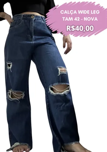 CALÇA WIDE LEG JEANS