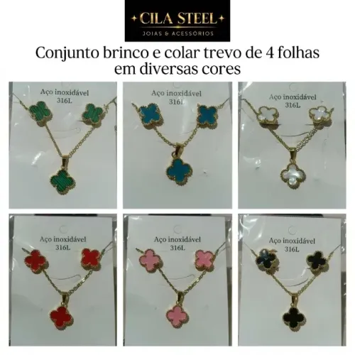 Colar e brinco de aço inoxidável dourado ( MIMO: anel de aço)