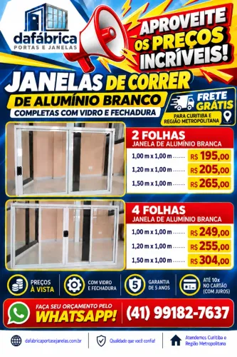 ? OFERTAS ESPECIAIS EM JANELAS DE ALUMÍNIO!