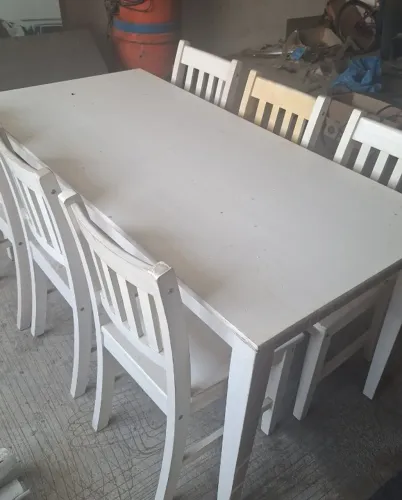 mesa jantar 6 cadeiras branca provavelmente tok stok
