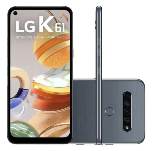 Smartphone LG K61 128GB Titânio 4G Octa-Core - 4GB RAM 6,53? Câm. Quádrupla + Selfie 16MP