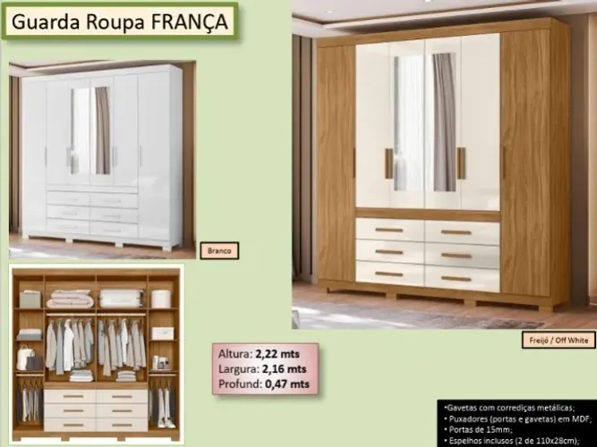 GUARDA ROUPA CASAL FRANÇA - MONTO E ENTREGO HOJE 