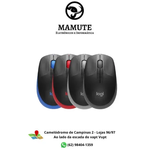 Mouse sem fio Logitech M190 com Design Ambidestro de Tamanho Padrão, Conexão USB e Pilha 