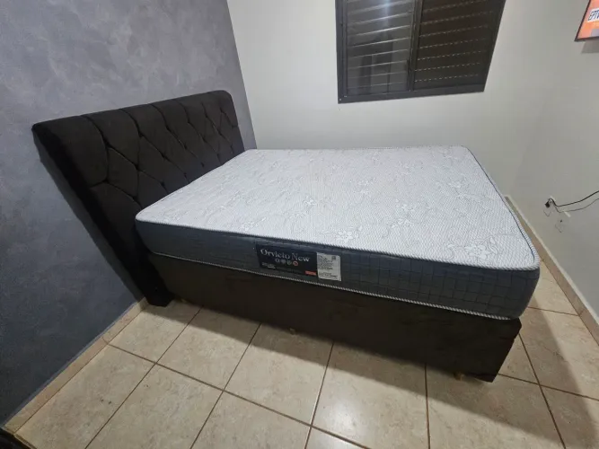Cama box casal baú com cabeceira 