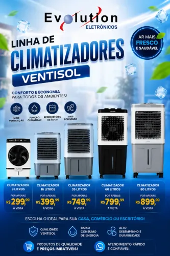 Linha de Climatizadores Residenciais VENTISOL - PRODUTO NOVO COM GARANTIA
