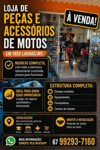 Loja de motopeças e oficina em Tres Lagoas-MS