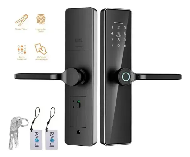 Fechadura Digital Inova YS-12884 de Embutir Com Impressão Digital e Cartão RFID para Porta