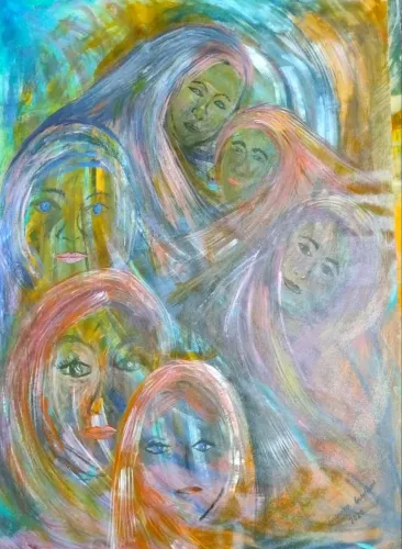 Quadro - Mulheres, Pintura em Acrilico - Mulheres 80cm X 59cm