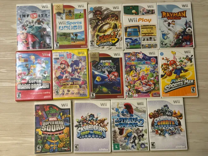 COMBO 14 JOGOS NINTENDO WII MARIO PARTY MARIO BROS RAYMAN E MAIS!