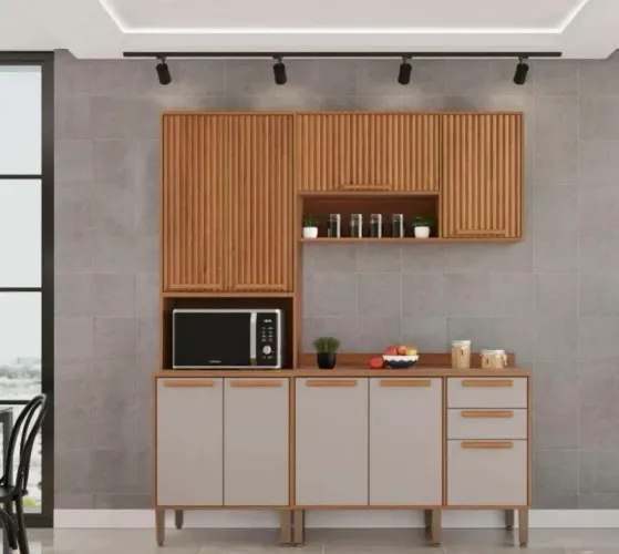 Torre Quente 0,70m+Balcão 1,20m+Aéreo Ripado 1,20m MDF/MDP rf4 S