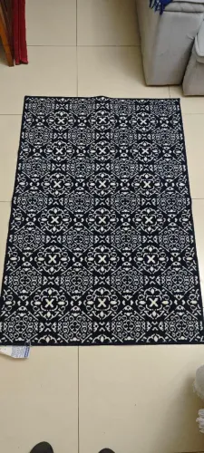 Tapete de sala azul e branco 1,5m