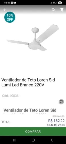 Ventilador de teto novo na caixa