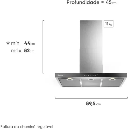 Aceitamos trocas - A peça frontal de vidro/touch não acompanha. Coifa de Ilha Electrolux 9