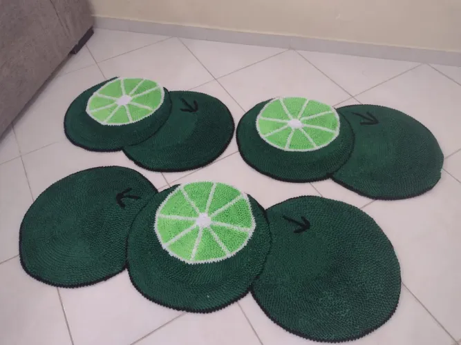 Jogo de Tapete frufru para cozinha - limão