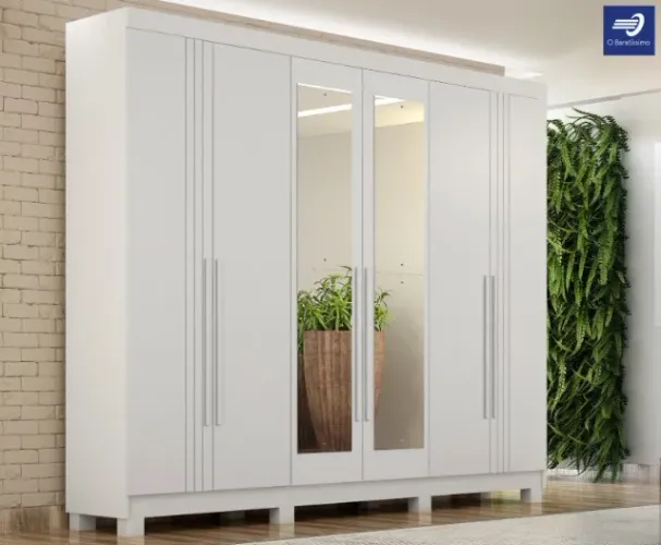 Guarda-Roupa Casal 6 Portas 4 Gavetas com Espelhos