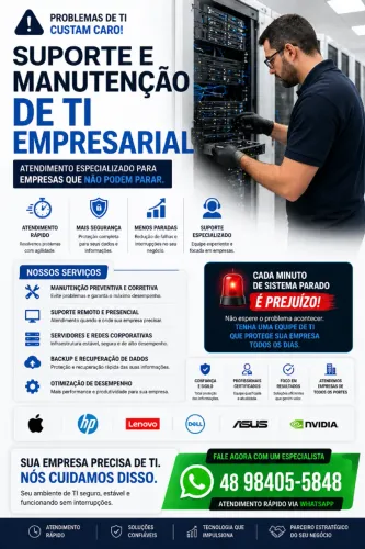 Manutenção T.I. empresarial. Servidores. Estaçoes de trabalho.