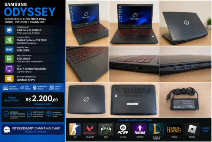 ? Samsung Odyssey Gamer | GTX 1050 4GB | SSD 256GB | i5 | R$ 2.200,00