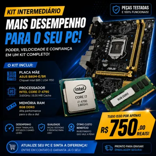Kit i7 8GB de RAM - Placa mae processador e memoria e Fonte 600W