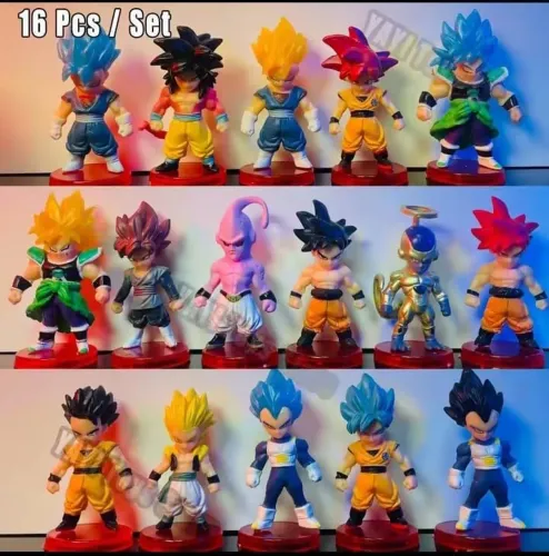 BONECOS COLECIONAVEIS ANIMES DRAGON BALL Z 16 PEÇAS 8CM PVC DURÁVEL BELO HORIZONTE