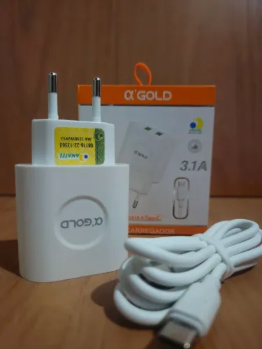 Kit carregador+ cabo USB C a gold