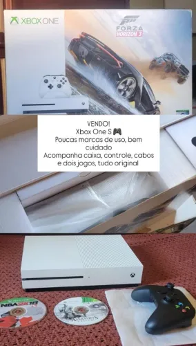 Xbox One s Poucas marcas de uso, bem cuidado Acompanha caixa,controle, dois jogos