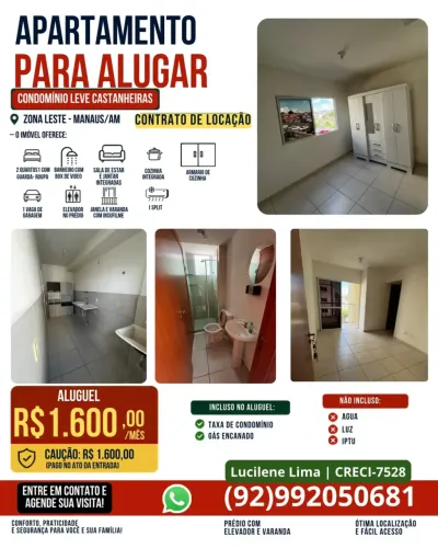 ALUGO APARTAMENTO NO CONDOMINIO LEVE CASTANHEIRAS - ZONA LESTE - MANAUS/AM