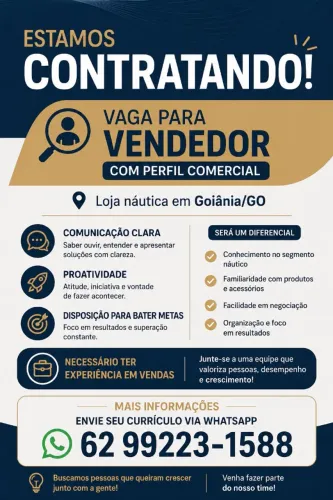 VAGA PARA VENDEDOR COM PERFIL COMERCIAL COM EXPERIÊNCIA 