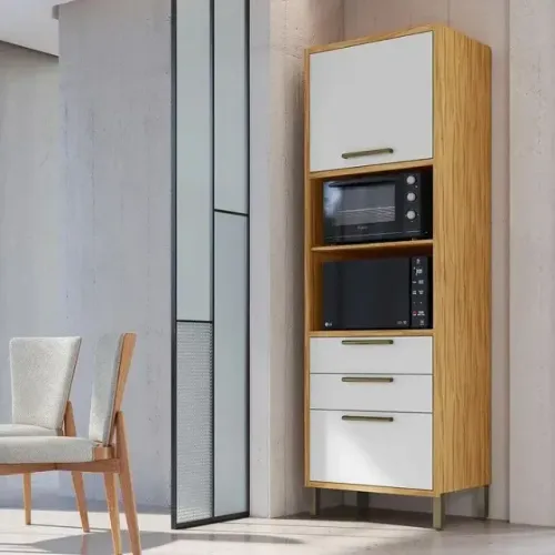 Paneleiro Torre Quente Marsala 100% MDF 1 porta 3 gavetas (Novo)