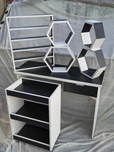 Kit salão branco com preto - Mdf
