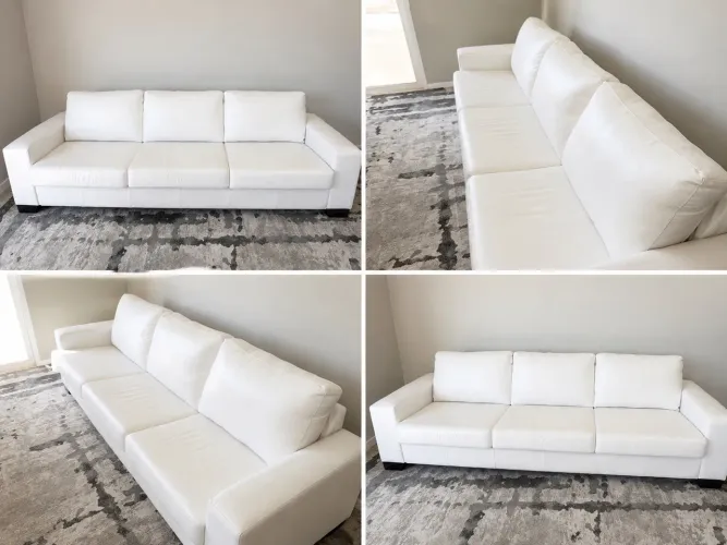 Sofá 3 Lugares em Couro Branco - Excelente Estado