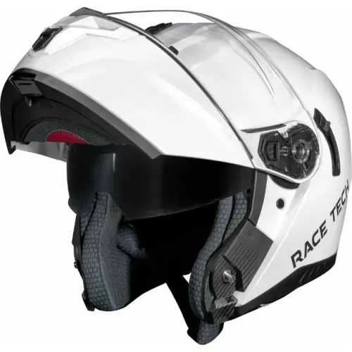CAPACETE RACE TECH SIGNAL MONOCOLOR BRANCO aberto/fechado