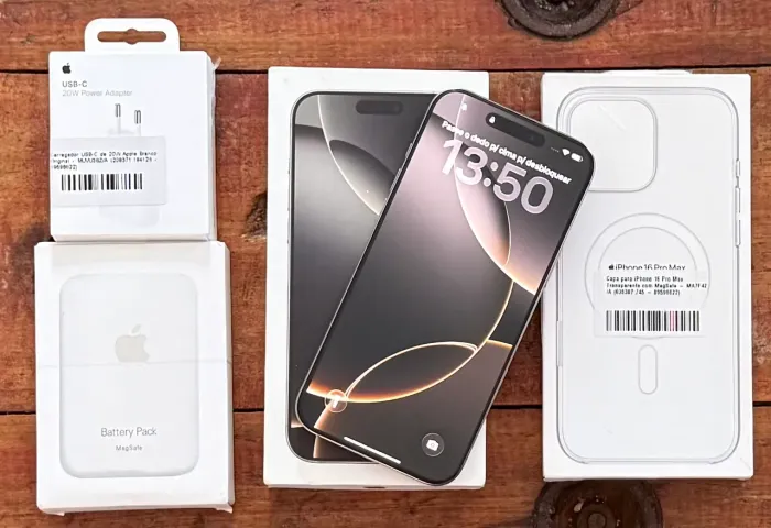 iPhone 16 Pro Max | NF + Capa, Carregador e Battery Pack Apple (10x S/ JUROS)