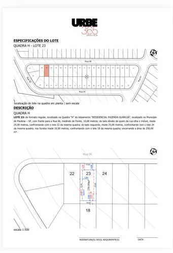 Terreno 250m² no Urbe Paulínia | H23 | Próximo ao Clube - direto proprietário