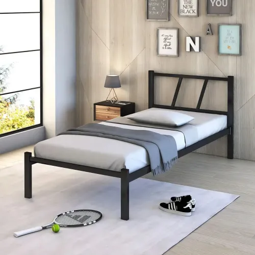 Cama Solteiro De Ferro Industrial Aço Carbono Reforçada