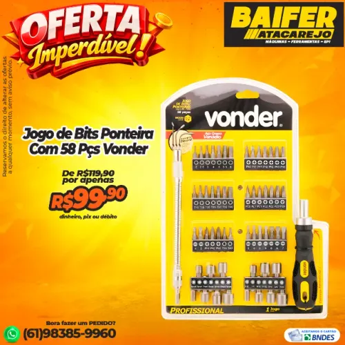 Jogo de Bits Ponteira Com 58 Pçs Vonder