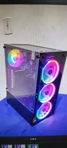 gabinete de vidro com 3 fans rgb 