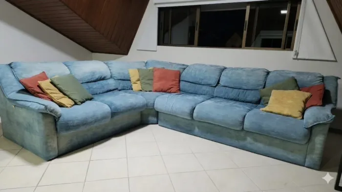 Sofá Em L 6 lugares azul
