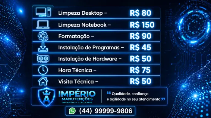 Formatação, atualização, troca de tela ETC