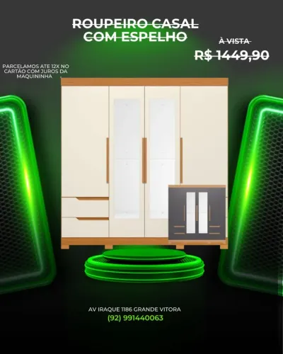 Guarda roupa casal com espelho a pronta entrega