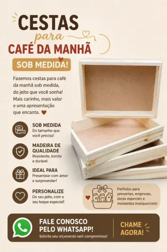 Bandejas café da manhã 35x25x6 madeira pinus natural 