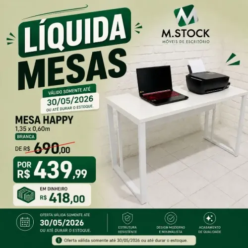 mesa branca em liquidação 1,35 x 0,60m