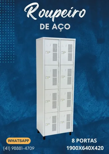 Roupeiro de aço 8 portas novo da fábrica
