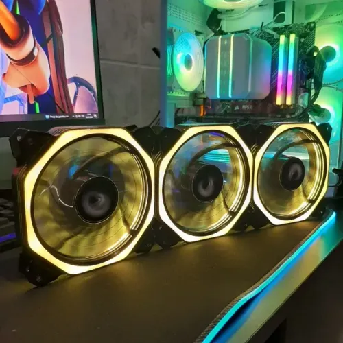 Kit Fans com 3 Unidades - RGB + Controladora + Controle Remoto
