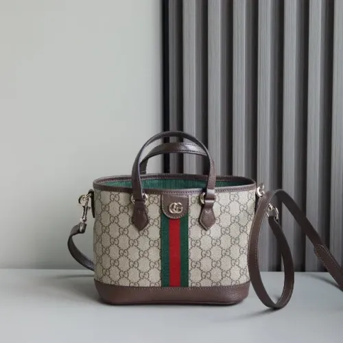 Bolsa Gucci Ophidia Tote Pequena em Canvas GG com Faixa Web