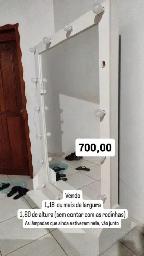 Espelho camarim de rodinha com interruptor