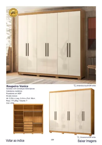 *Guarda Roupa Casal 6 portas VENICE