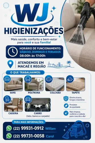 Higienizacao e limpeza de estofados.